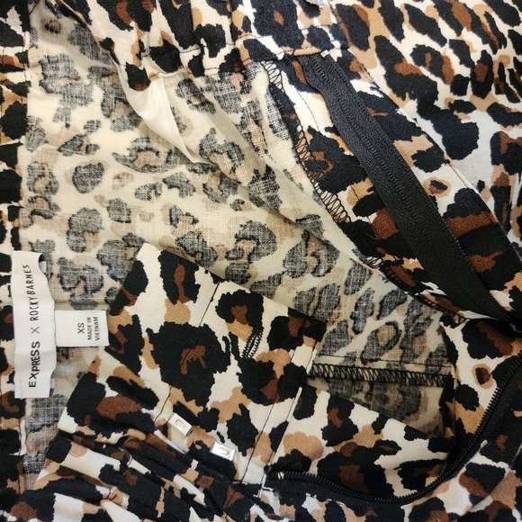 Express X Rocky Barnes Leopard Print Paperbag Shorts - Picture 3 of 12